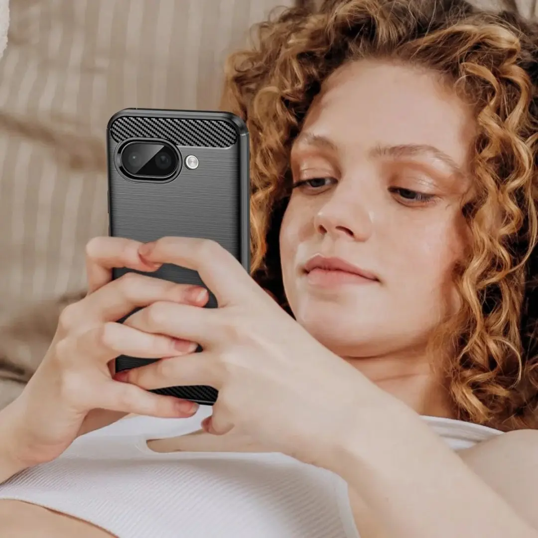 Selected Geborsteld TPU Hoesje Google Pixel 9a - Zwart