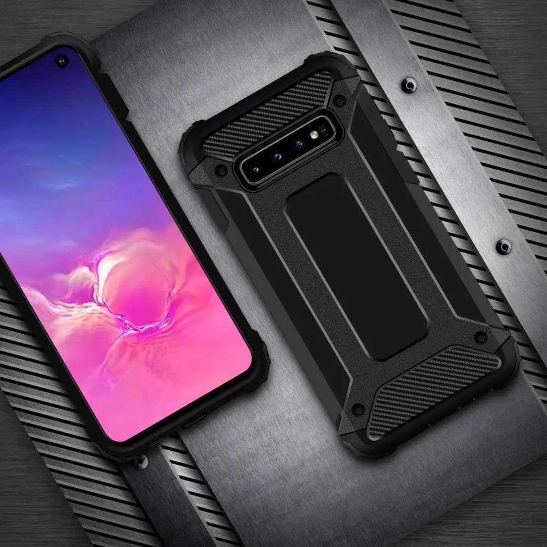 Selected Hoesje Samsung Galaxy S10 Shock Proof Hybride - Zwart