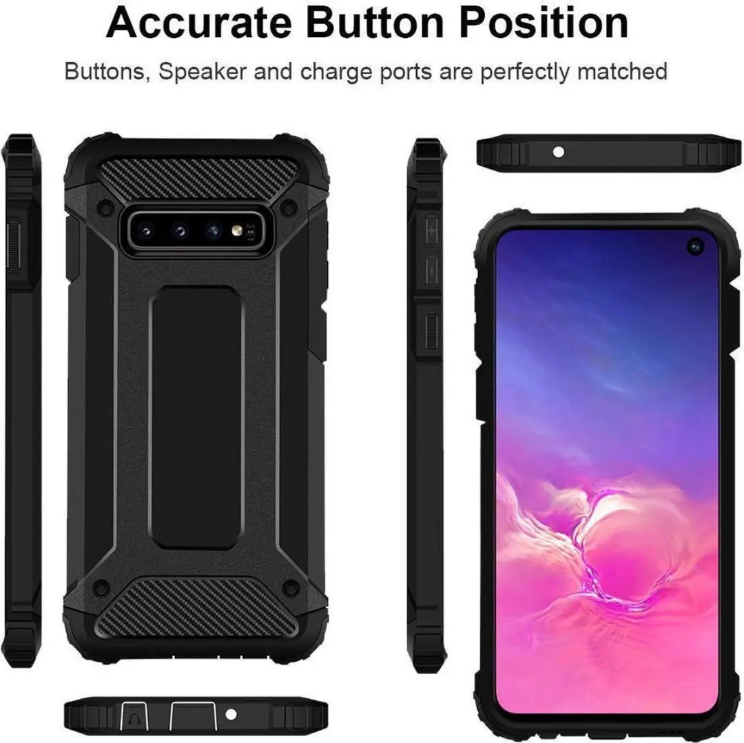 Selected Hoesje Samsung Galaxy S10 Shock Proof Hybride - Zwart