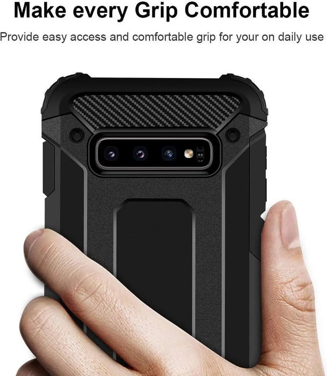 Selected Hoesje Samsung Galaxy S10 Shock Proof Hybride - Zwart