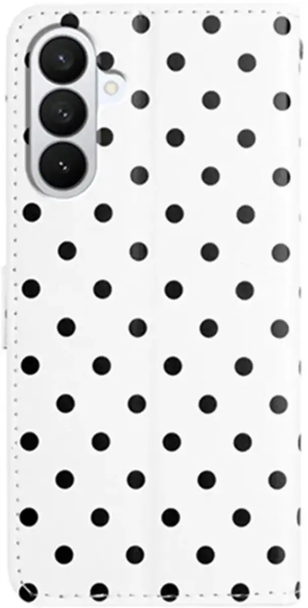 Selected Hoesje Samsung Galaxy A27 Polka Dot Wallet Book - 3 Pasjes - Wit