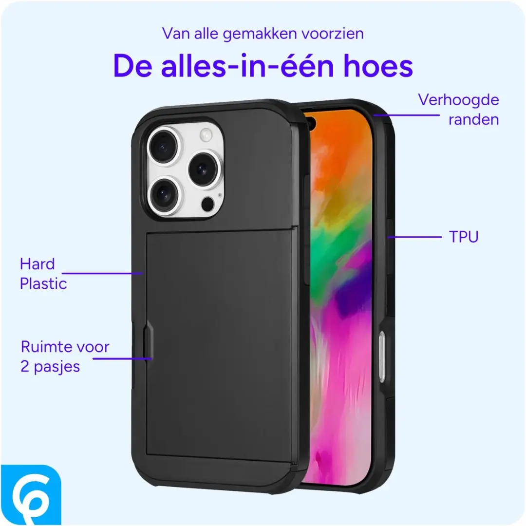 Selected Hoesje iPhone 16 Pro Kaarthouder - 2 Pasjes Zwart