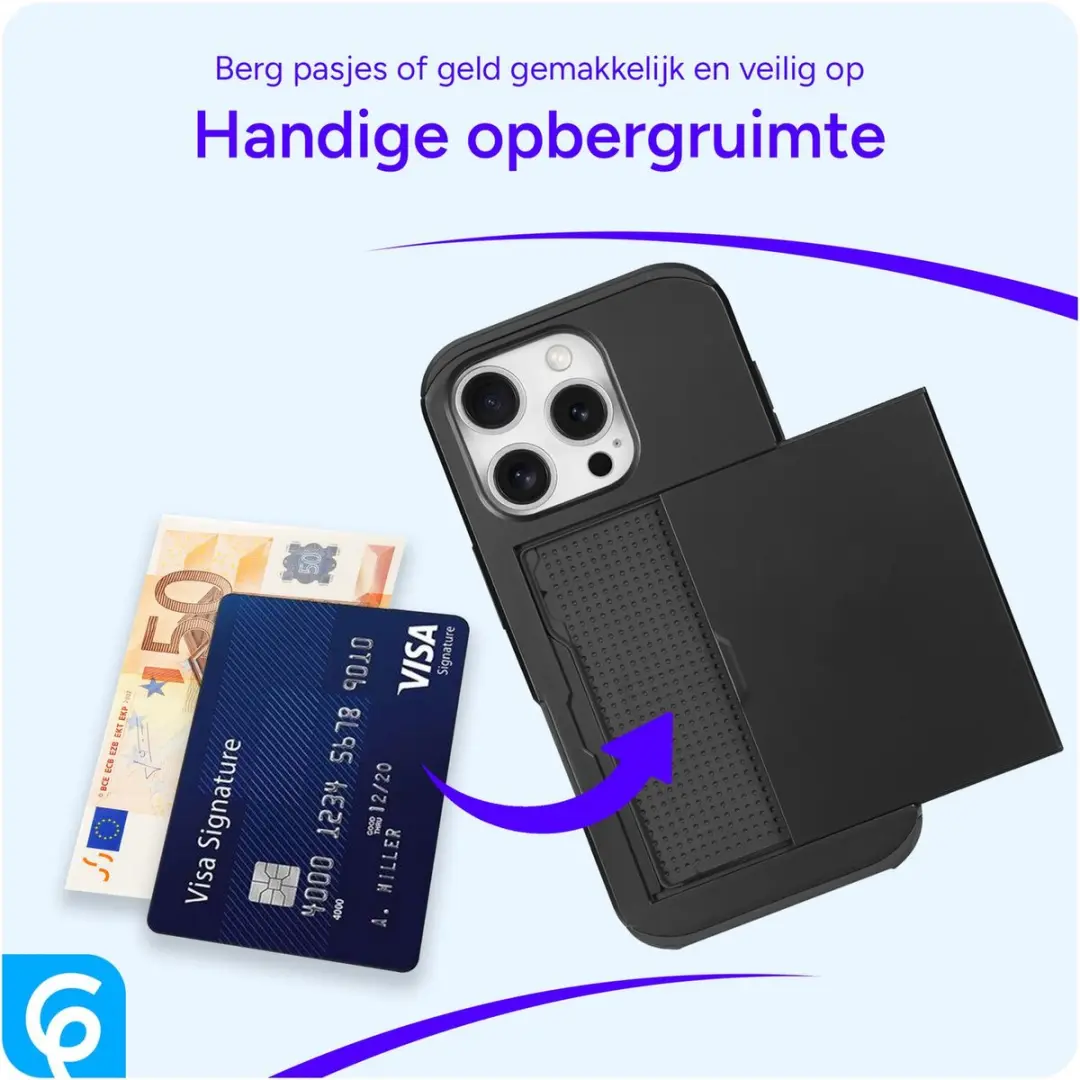 Selected Hoesje iPhone 16 Pro Kaarthouder - 2 Pasjes Zwart