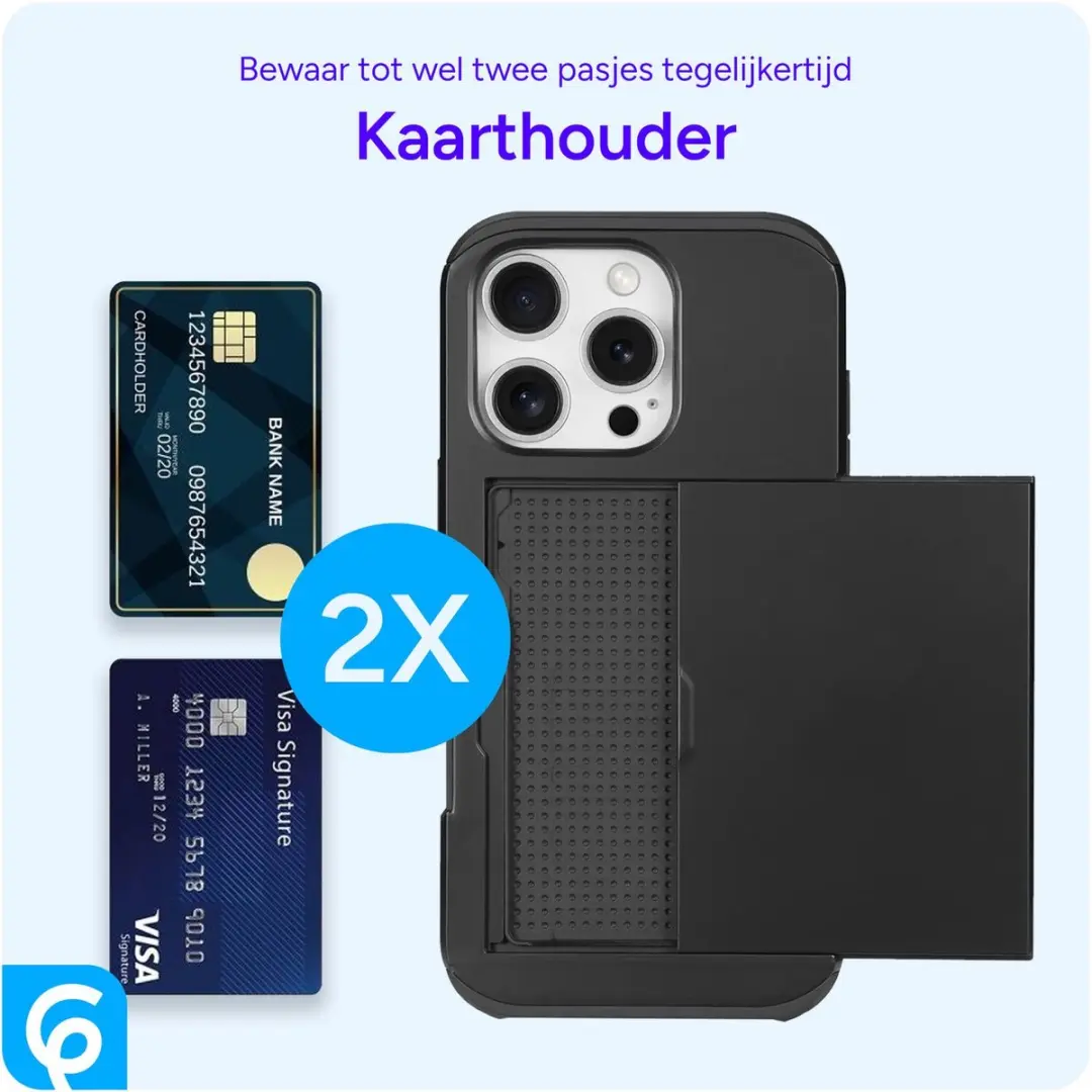 Selected Hoesje iPhone 16 Pro Kaarthouder - 2 Pasjes Zwart