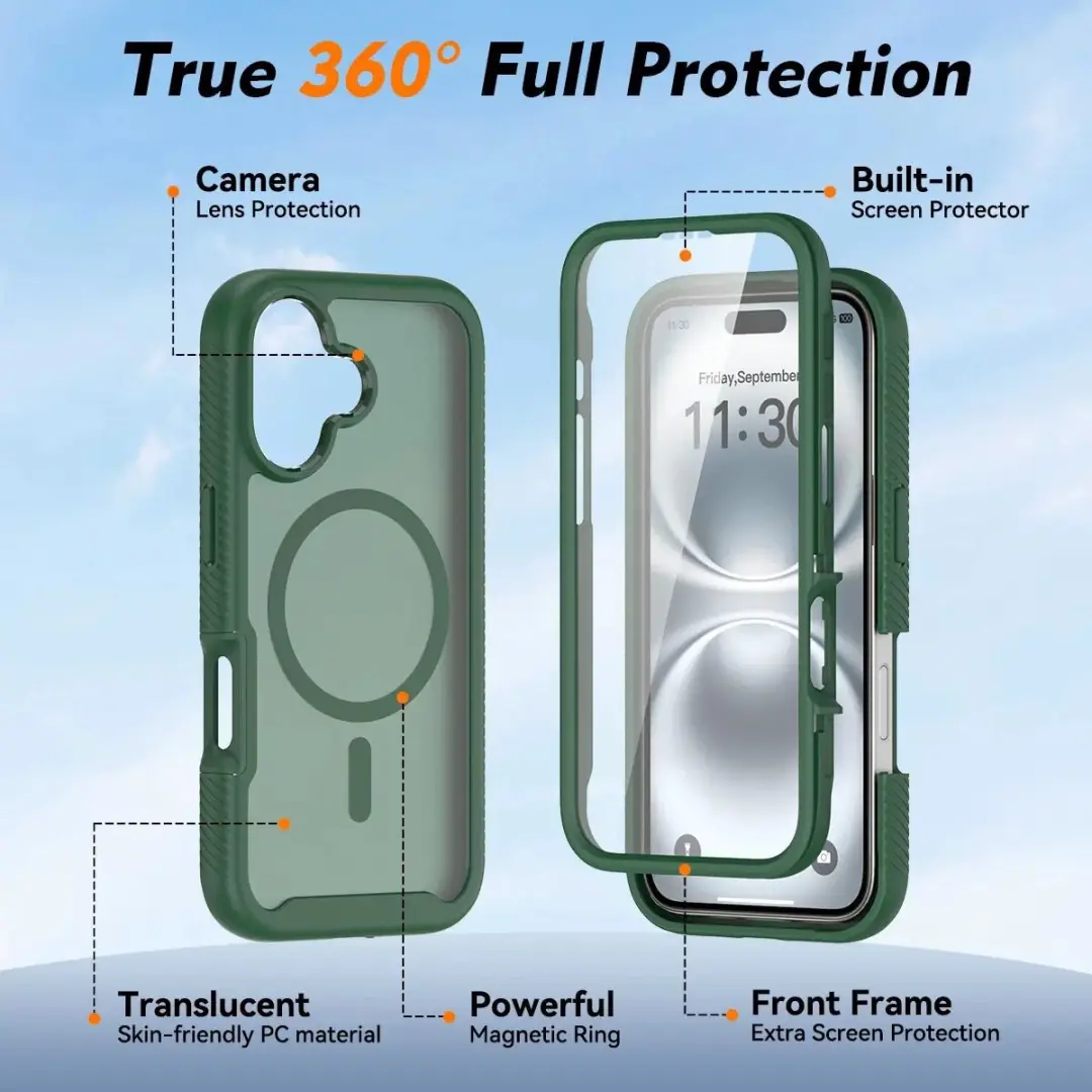 Selected by GSMpunt.nl iPhone 16 Hoesje Matte Groen - Ingebouwde Screenprotector