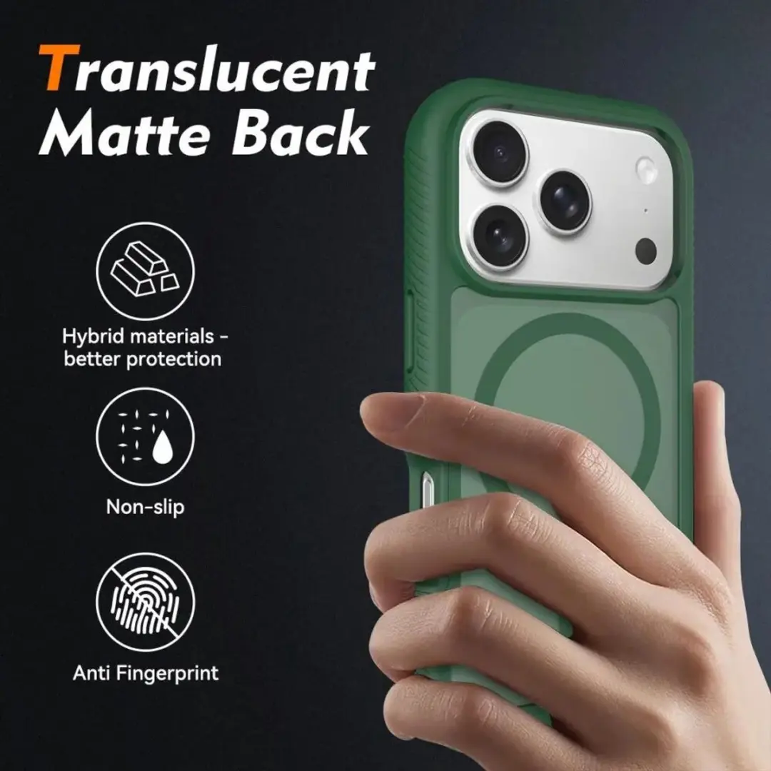Selected by GSMpunt.nl iPhone 17 Pro Hoesje Matte Groen - Ingebouwde Screenprotector