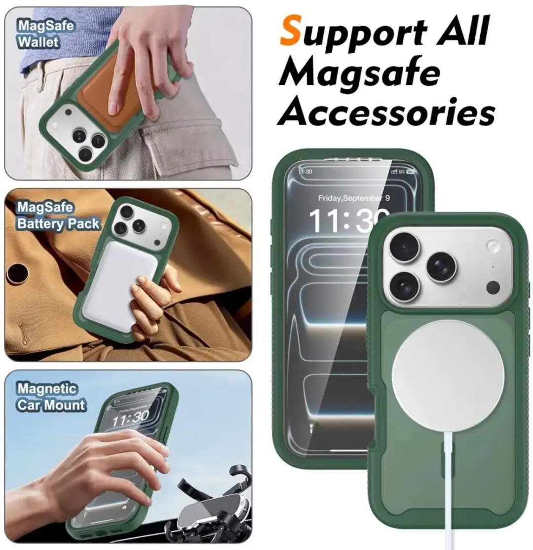 Selected by GSMpunt.nl iPhone 17 Pro Hoesje Matte Groen - Ingebouwde Screenprotector - afbeelding 6 van 6