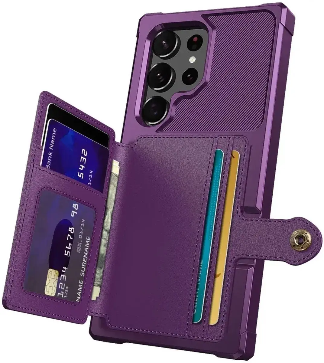 Selected Portemonnee Hoesje Samsung Galaxy S23 Ultra - 4 Pasjes - Paars