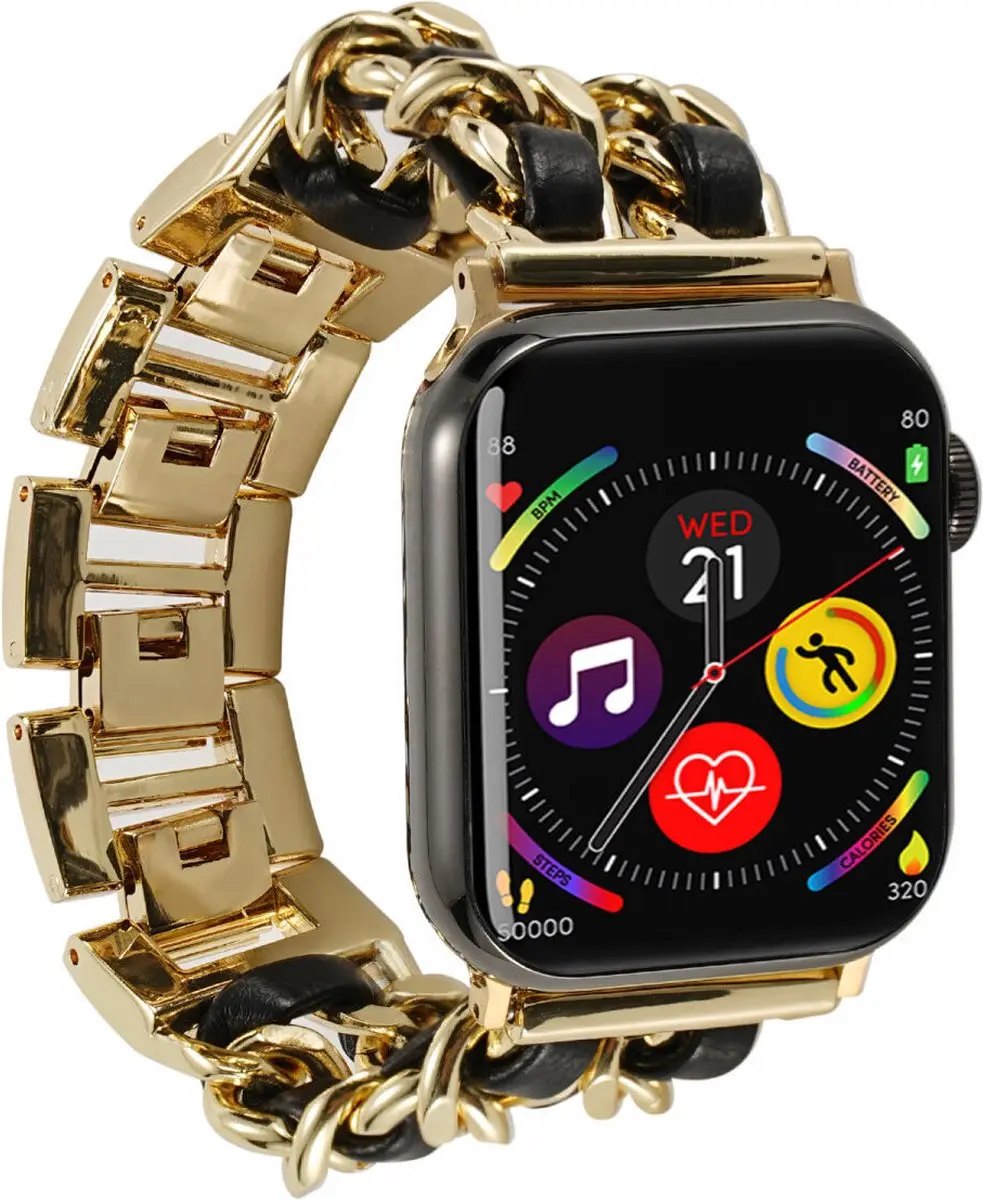 Selected Gevlochten RVS Bandje Apple Watch 42mm/41mm - M/L - Goud/Zwart