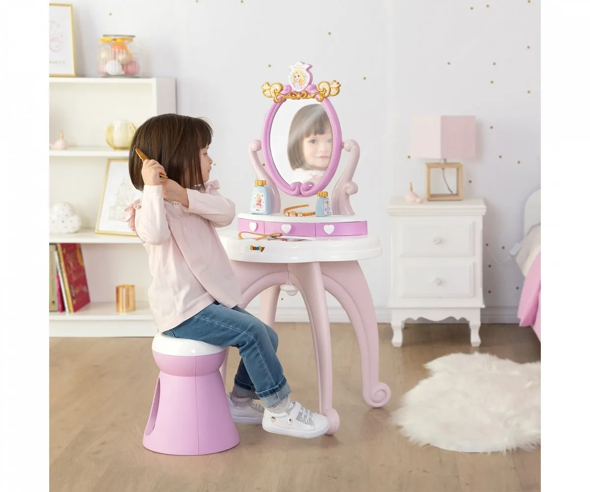 Smoby Disney Princess Kaptafel 2-in-1 - Roze/Wit - 10 Accessoires