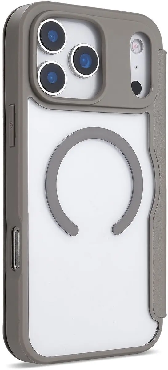 Selected Portemonnee Hoesje iPhone 17 Pro Max - MagSafe - 1 Pasje - Transparant/Beige