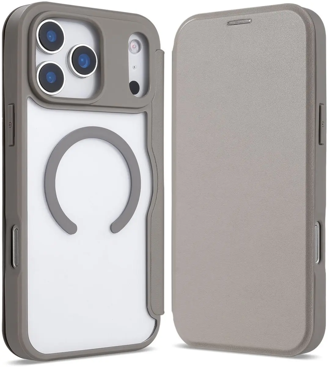 Selected Portemonnee Hoesje iPhone 17 Pro Max - MagSafe - 1 Pasje - Transparant/Beige