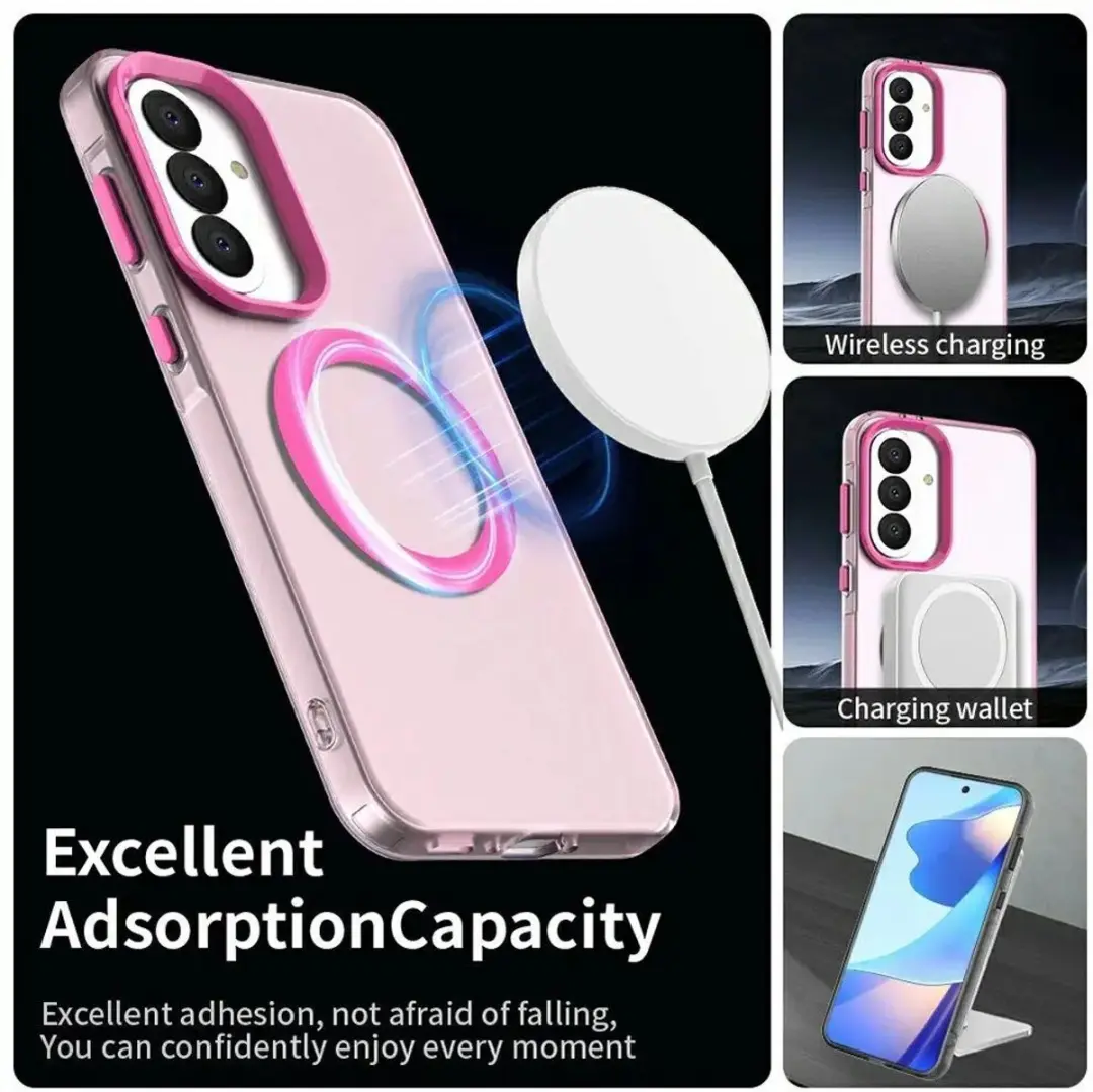 Samsung Galaxy A37 MagSafe Backcover - Roze & Transparant