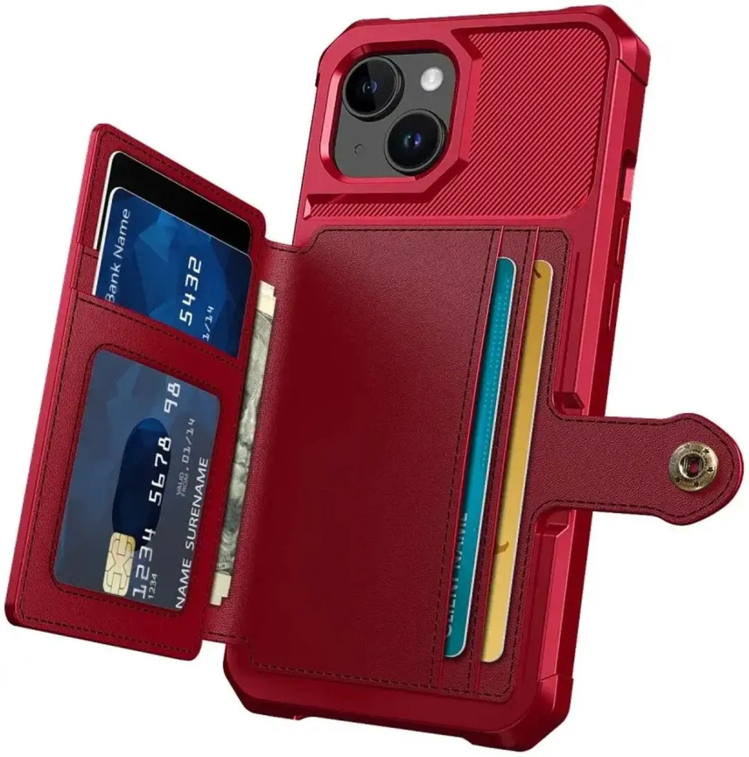 Selected Portemonnee Hoesje iPhone 15 - Rood - 4 Pasjes