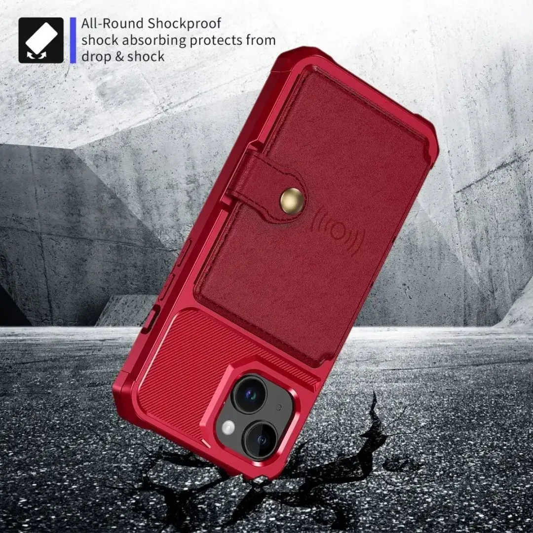 Selected Portemonnee Hoesje iPhone 15 - Rood - 4 Pasjes - afbeelding 6 van 6