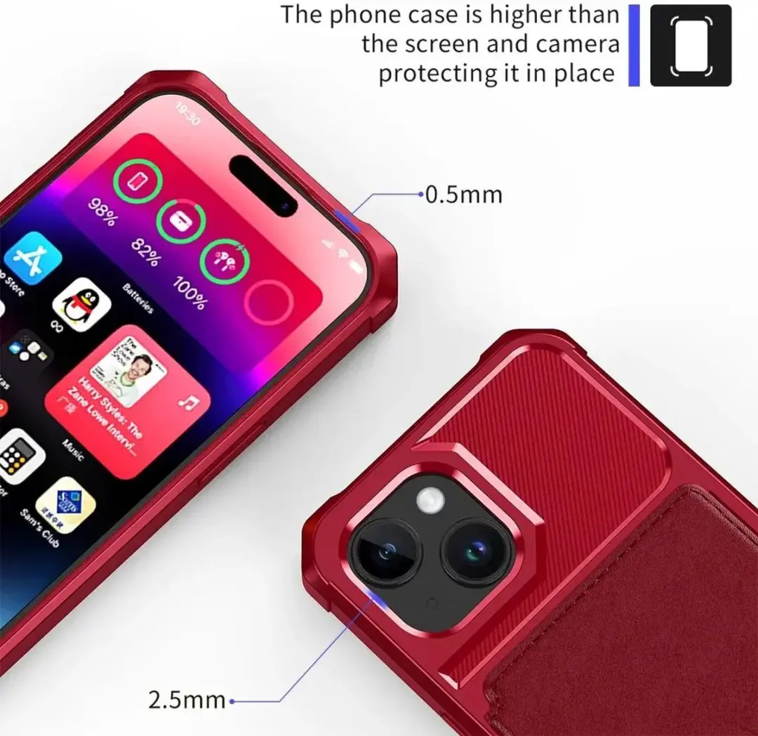 Selected Portemonnee Hoesje iPhone 15 - Rood - 4 Pasjes