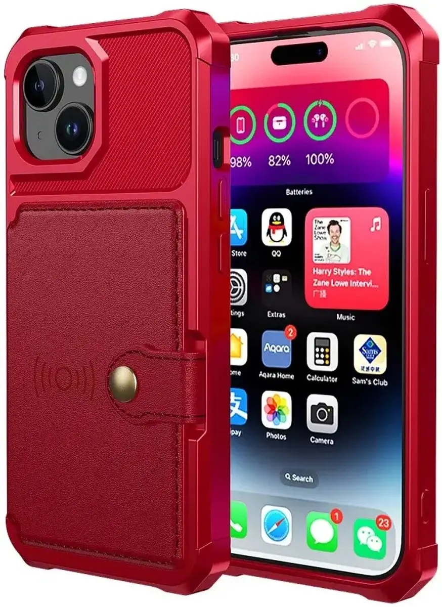 Selected Portemonnee Hoesje iPhone 15 - Rood - 4 Pasjes