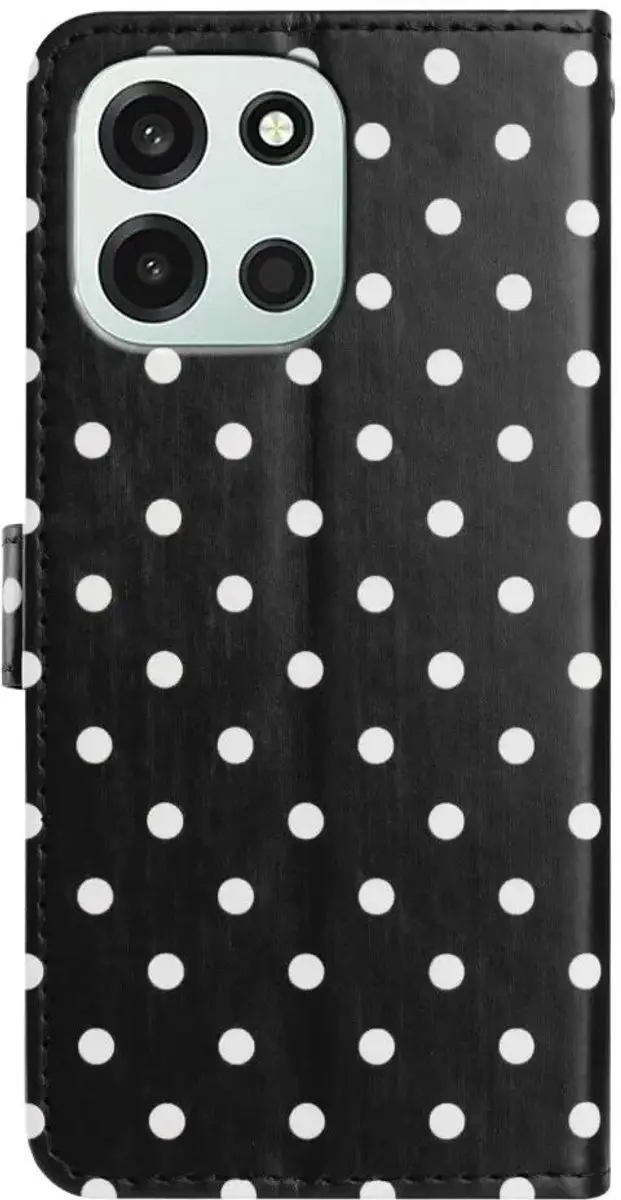 Selected OnePlus Nord 6 Polka Dot Wallet Hoesje - 3 Pasjes - Zwart