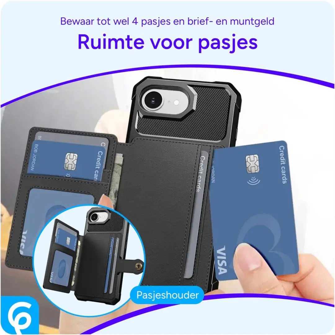 Selected Portemonnee Hoesje iPhone 16/17 - 4 Pasjes - Zwart