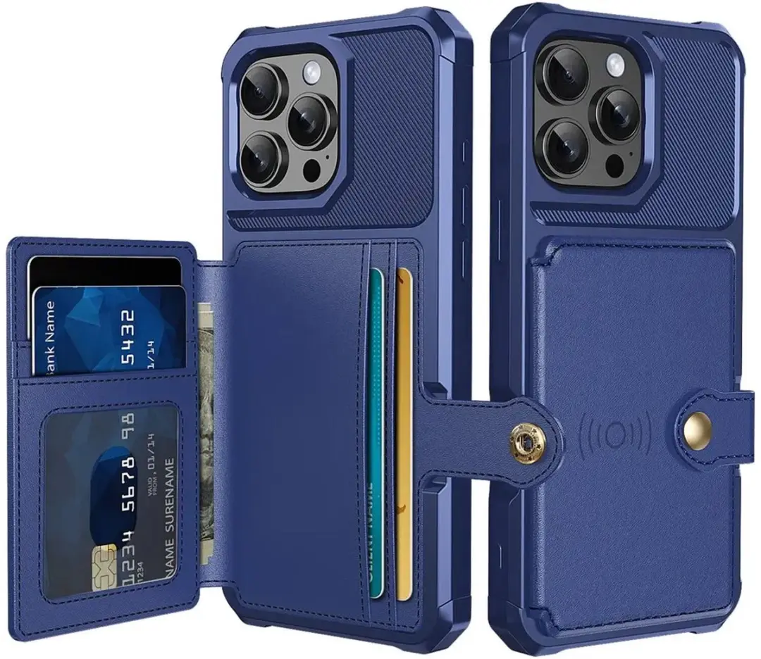 Selected Portemonnee Hoesje iPhone 16 Pro - 4 Pasjes - Blauw
