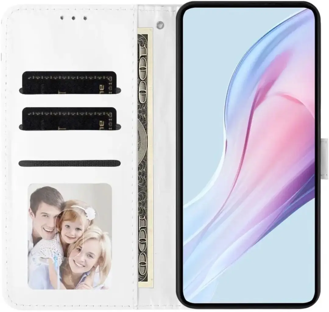 Selected Hoesje Samsung Galaxy A37 Polka Dot Wallet Book - 3 Pasjes - Wit