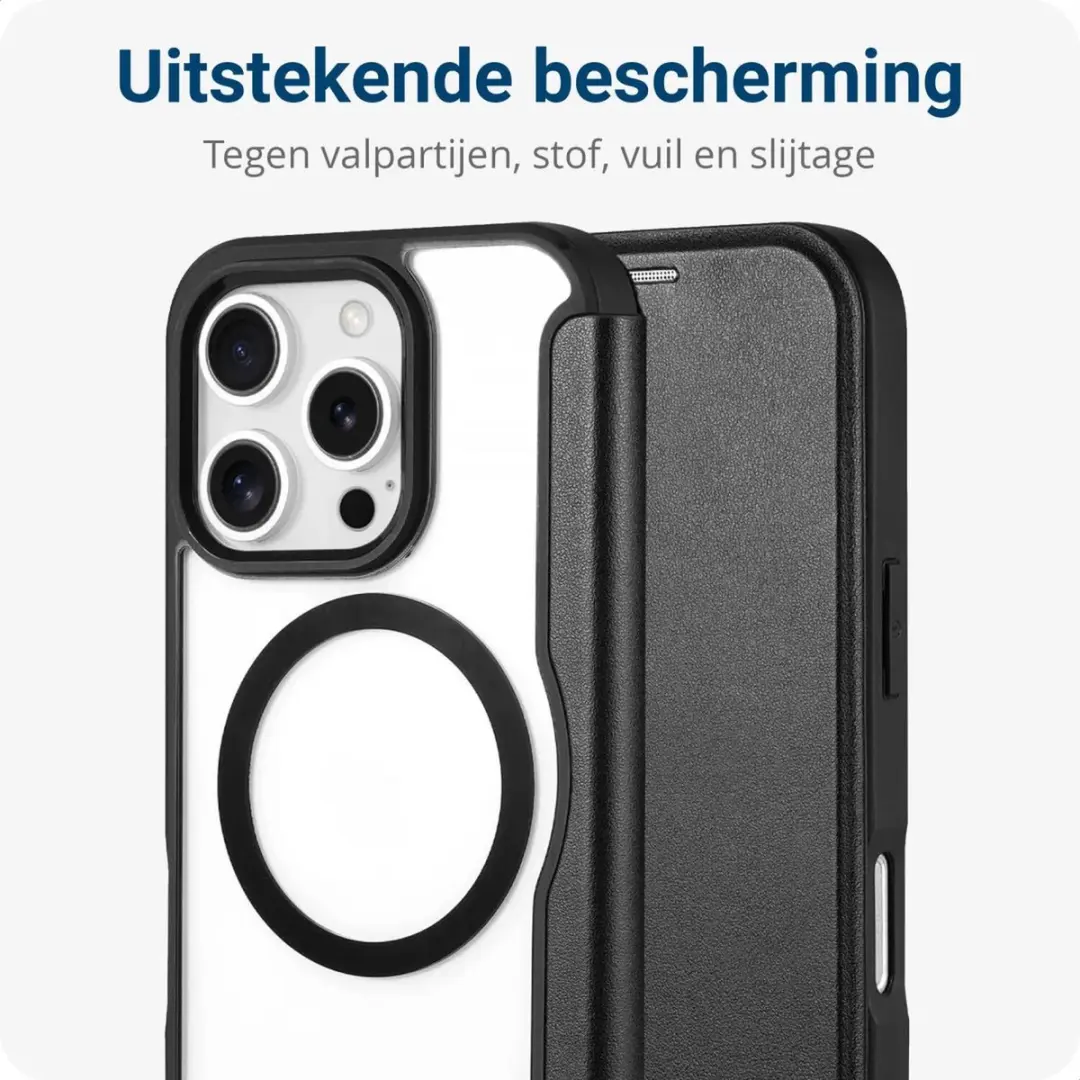 Selected Portemonnee Hoesje iPhone 16 Pro - MagSafe - 1 Pasje - Transparant/Zwart
