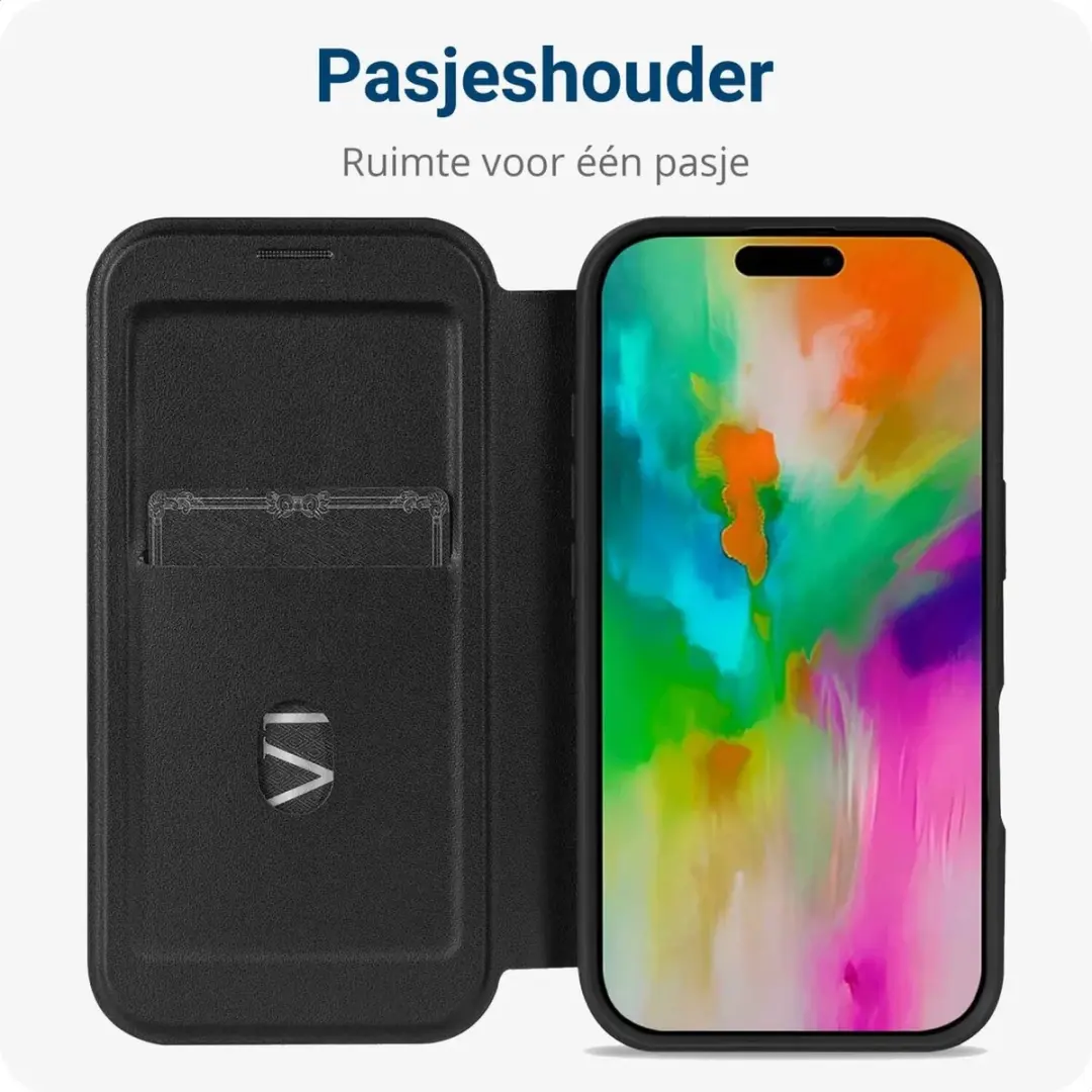 Selected Portemonnee Hoesje iPhone 16 Pro - MagSafe - 1 Pasje - Transparant/Zwart