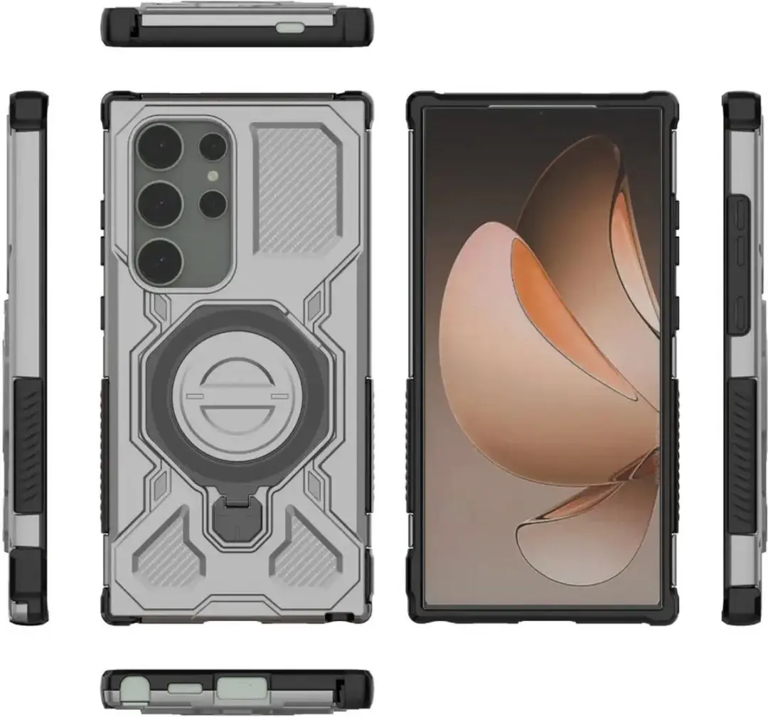 Selected Hoesje Samsung Galaxy S24 Ultra MagSafe Grijs - 360° Draaibare Stand