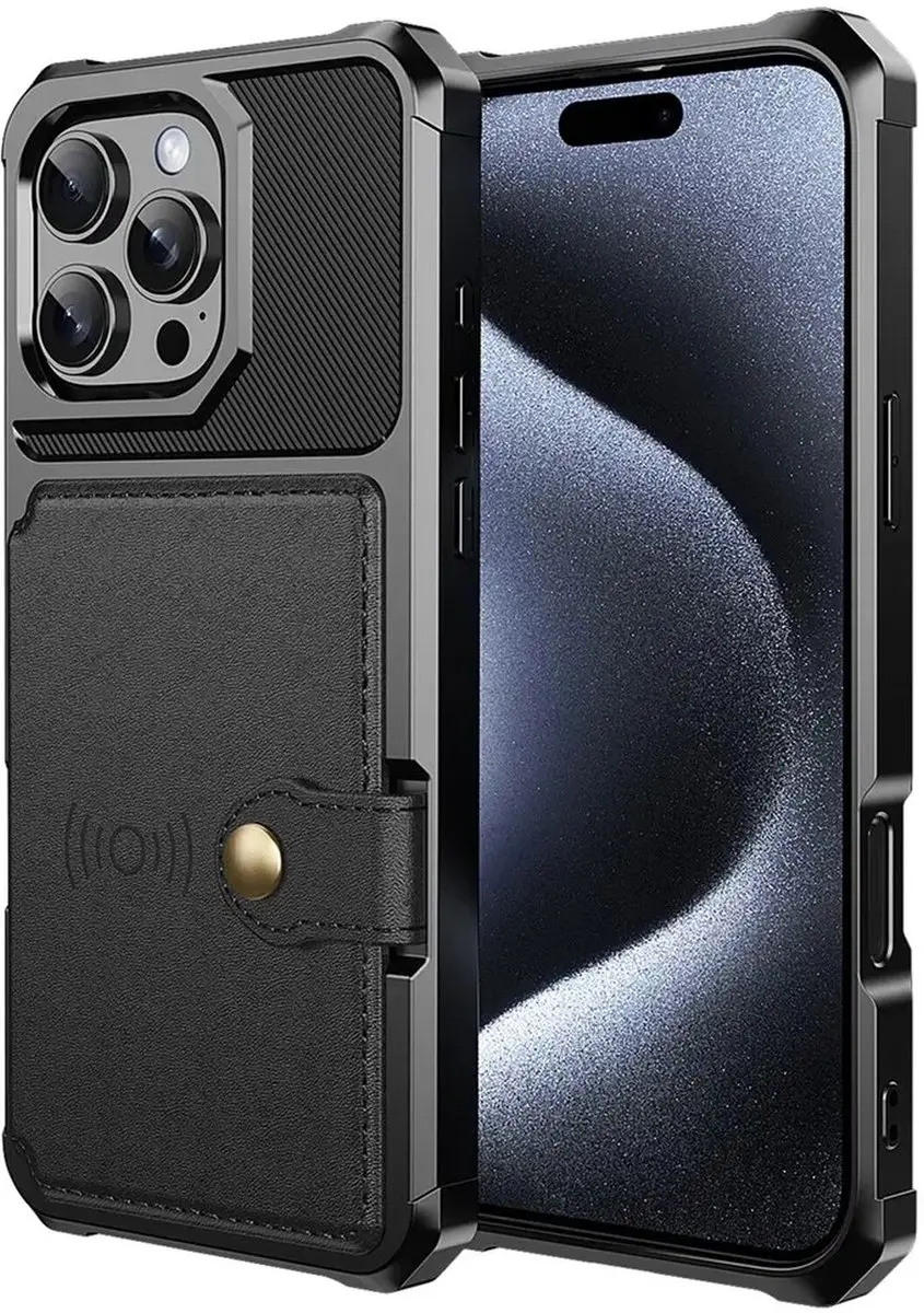 Selected Portemonnee Hoesje iPhone 16 Pro Max - 4 Pasjes - Zwart