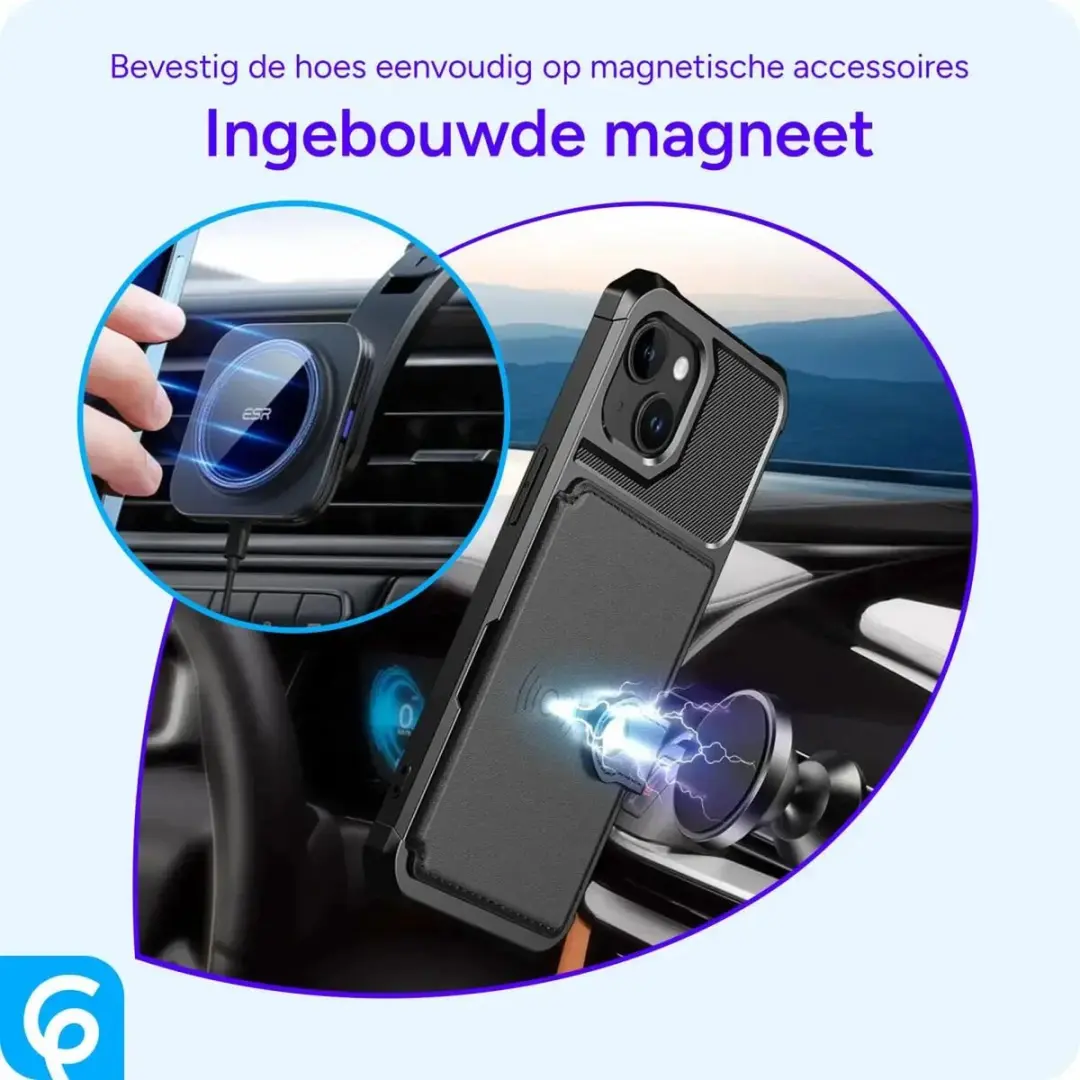 Selected Portemonnee Hoesje iPhone 15 - 4 Pasjes - Zwart