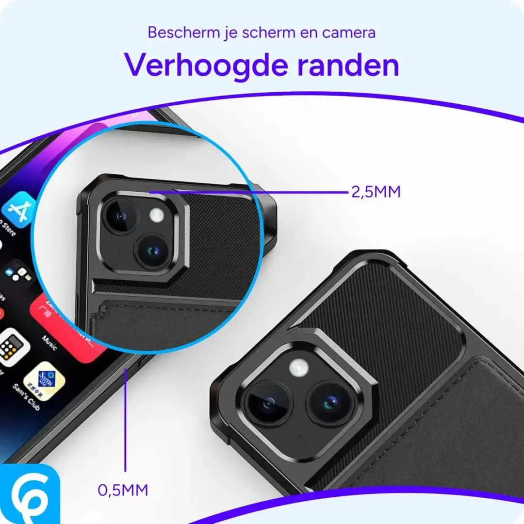 Selected Portemonnee Hoesje iPhone 15 - 4 Pasjes - Zwart