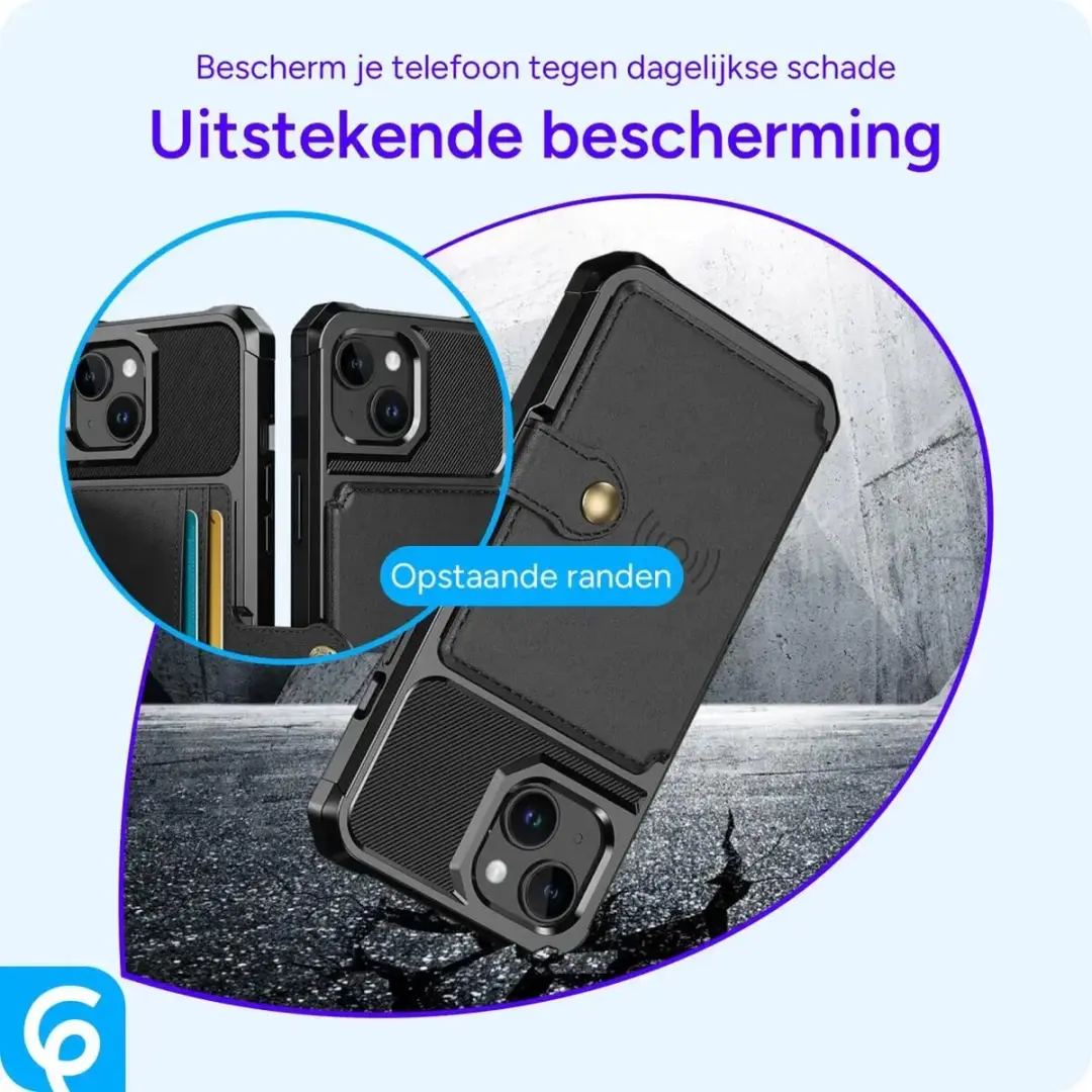 Selected Portemonnee Hoesje iPhone 15 - 4 Pasjes - Zwart