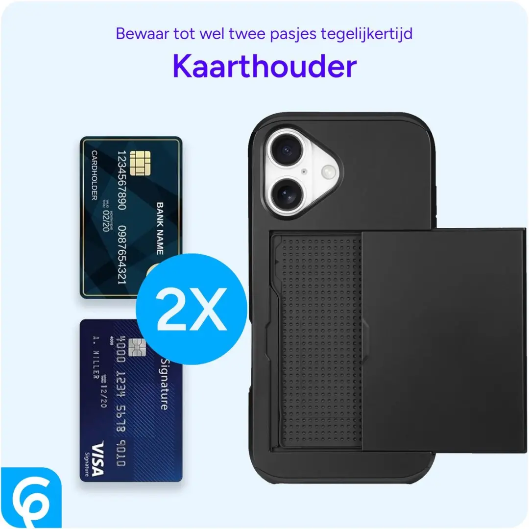 Selected Hoesje iPhone 16 Kaarthouder Slider - 2 Pasjes - Zwart