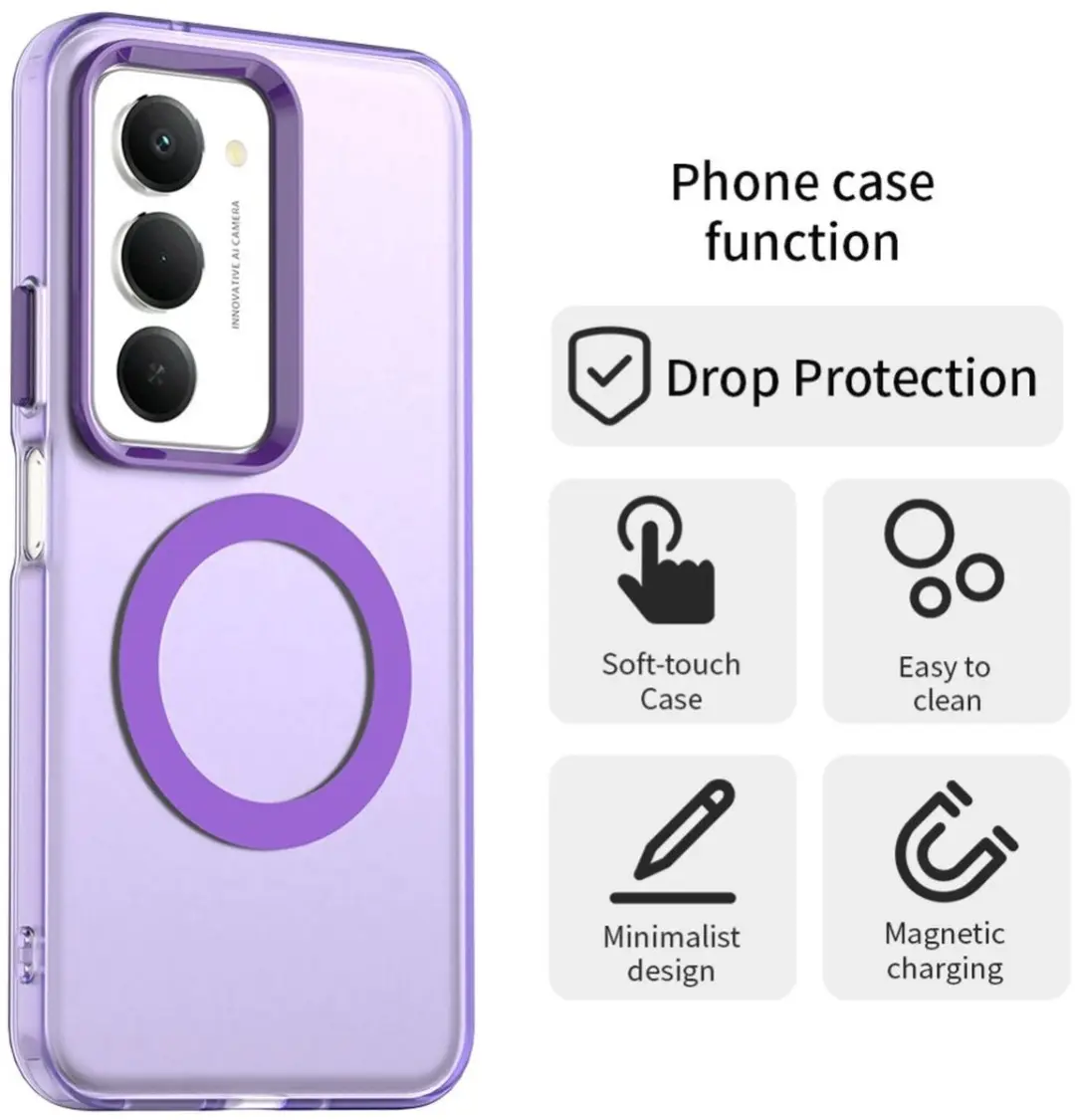 Selected MagSafe Backcover Xiaomi Redmi 15 5G - Paars & Transparant - afbeelding 6 van 6