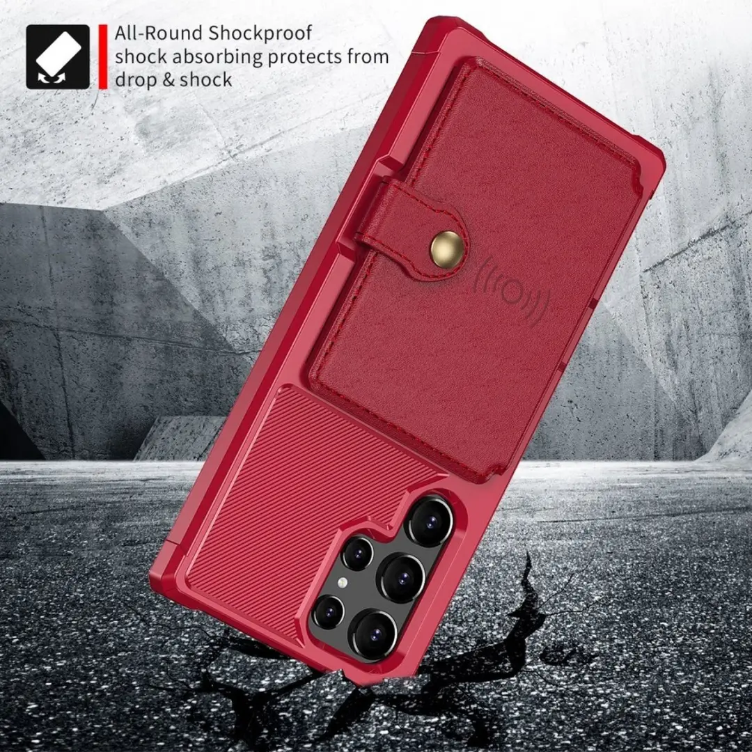 Selected Portemonnee Hoesje Samsung Galaxy S22 Ultra - 4 Pasjes - Rood
