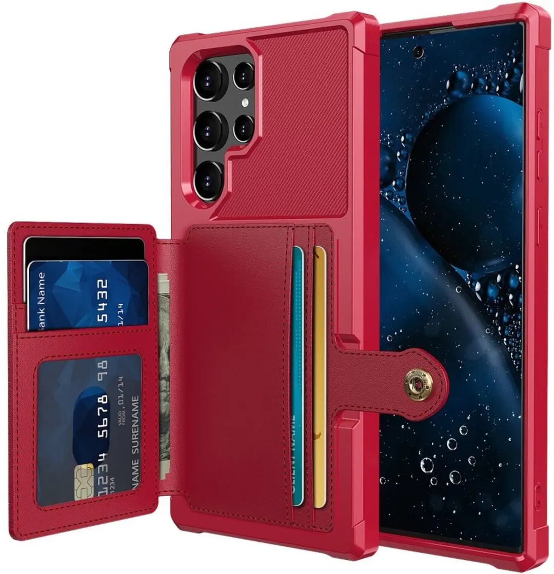 Selected Portemonnee Hoesje Samsung Galaxy S22 Ultra - 4 Pasjes - Rood