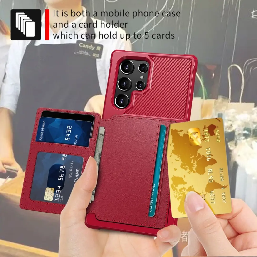 Selected Portemonnee Hoesje Samsung Galaxy S22 Ultra - 4 Pasjes - Rood
