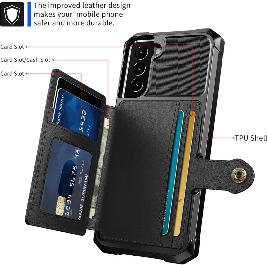 Selected Portemonnee Hoesje Samsung Galaxy S21 - 4 Pasjes - Zwart