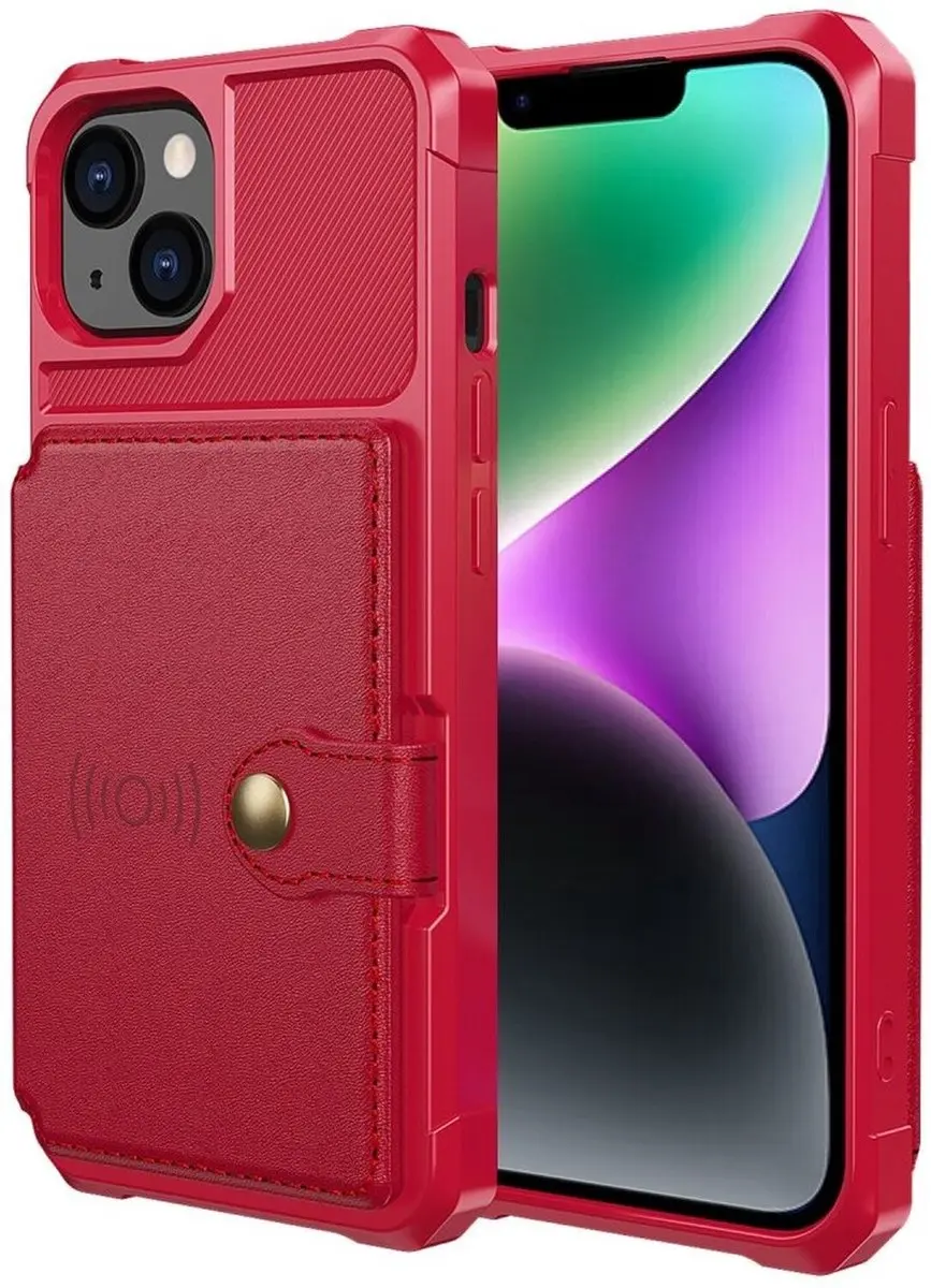 Selected Portemonnee Hoesje iPhone 14 - Rood - 4 Pasjes