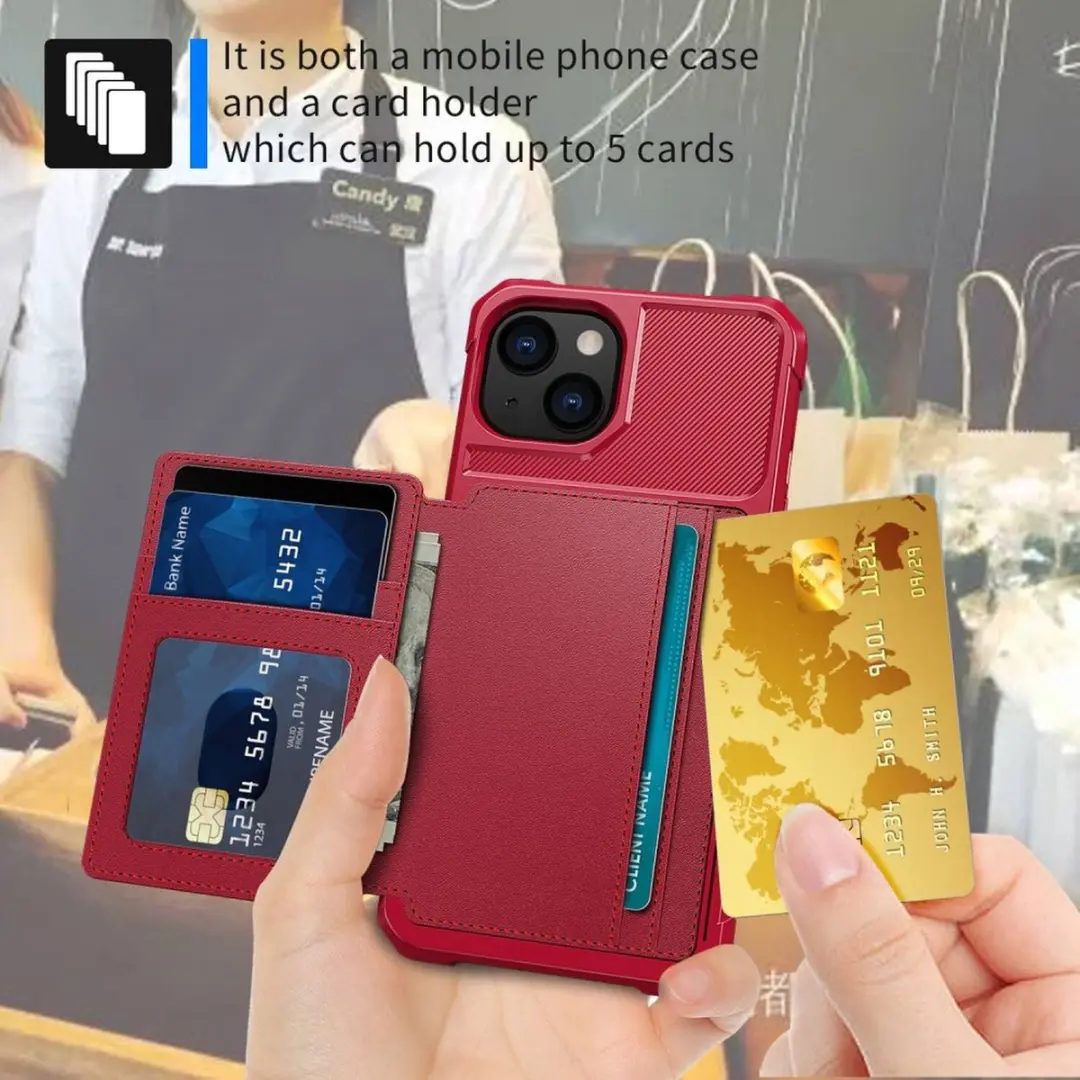 Selected Portemonnee Hoesje iPhone 14 - Rood - 4 Pasjes