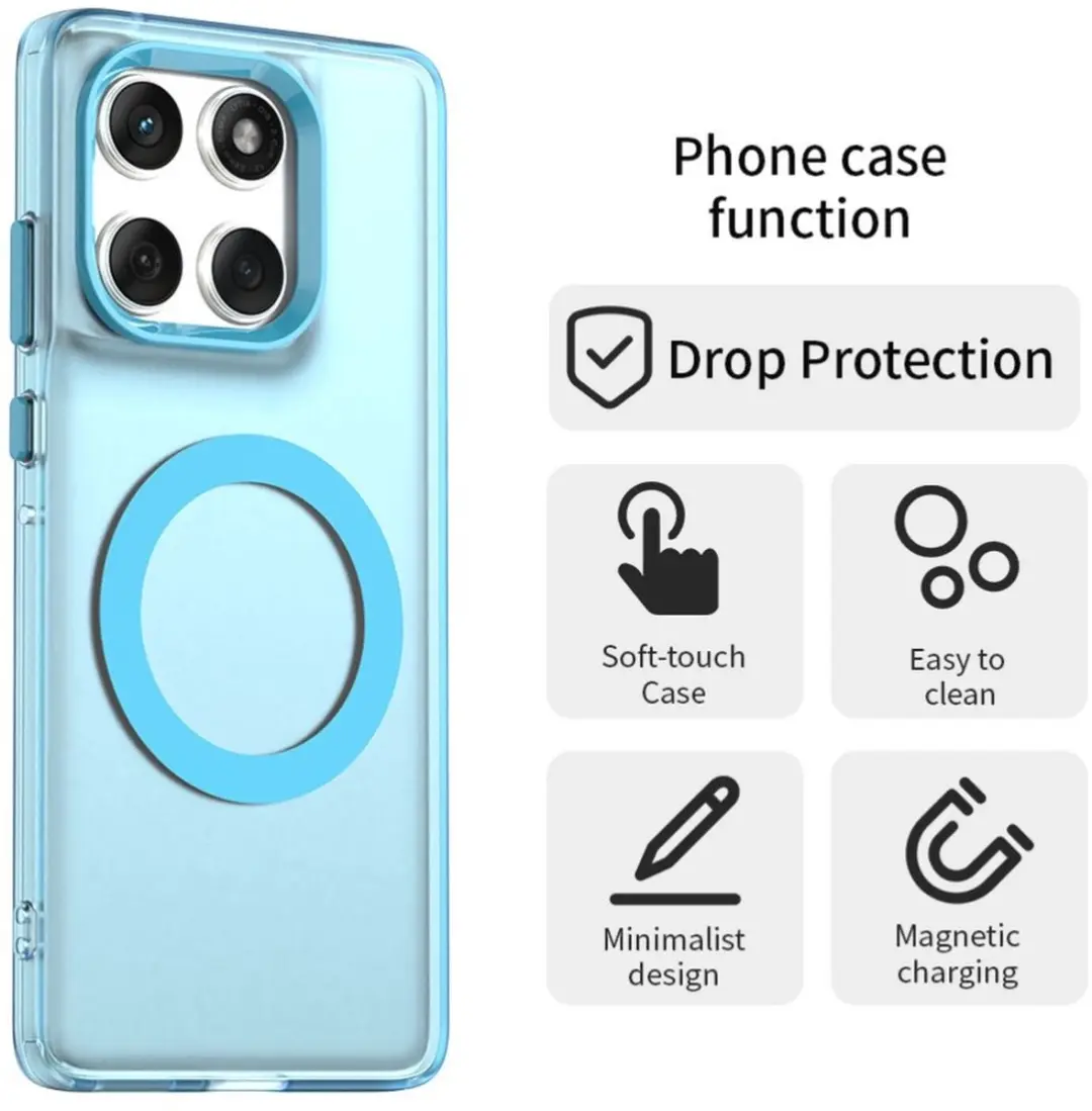 Selected MagSafe Hoesje Motorola Edge 60 Fusion - Blauw & Transparant