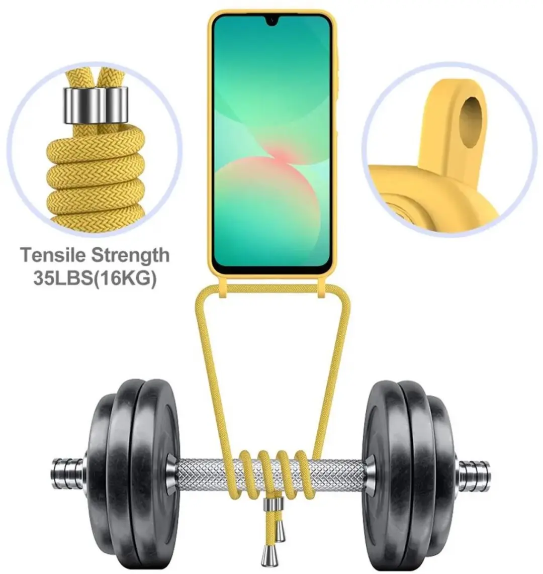Selected Hoesje Samsung Galaxy A57 - Geel met Koord & Pasjeshouder