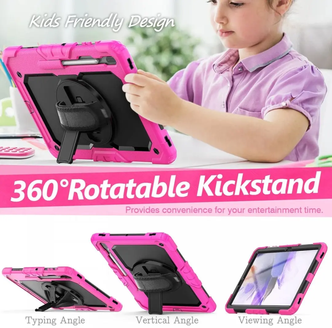Selected Hoes met Screenprotector Samsung Galaxy Tab S8/S7 Plus/7FE - Roze