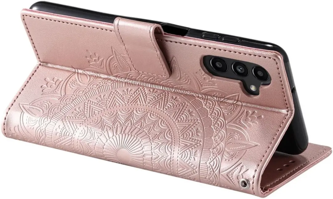 Selected Mandala Book Case Samsung Galaxy A56 - Hoesje Roze Goud - 3 Pasjes