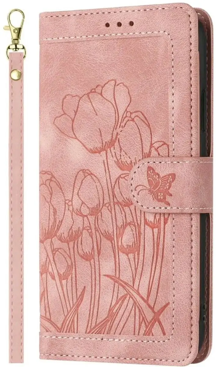 Selected Hoesje Samsung Galaxy A27 Portemonnee Tulpen Book Case Roze