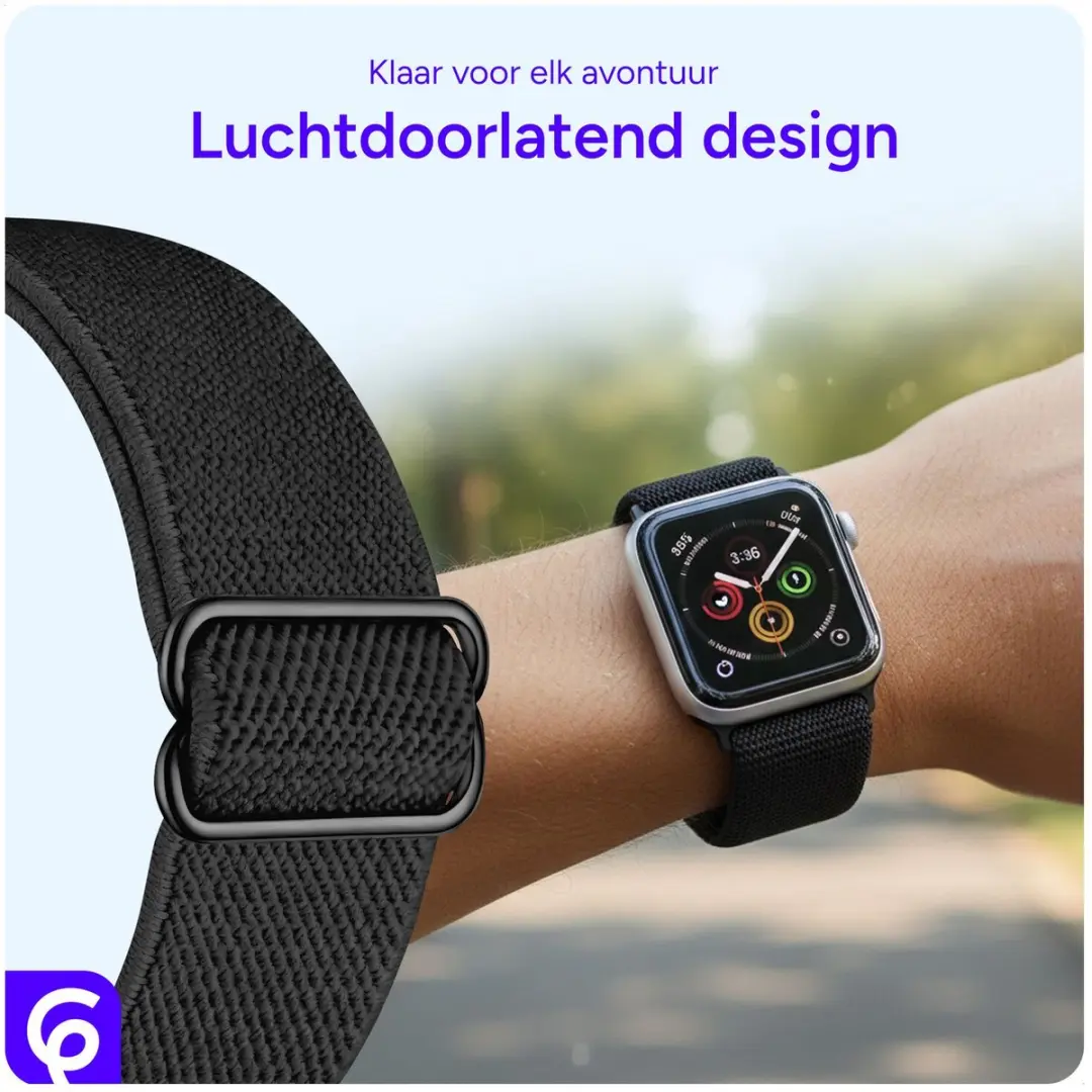 Selected SBG Nylon Horlogebandje Apple Watch - 42/44/45/46/49mm - Zwart