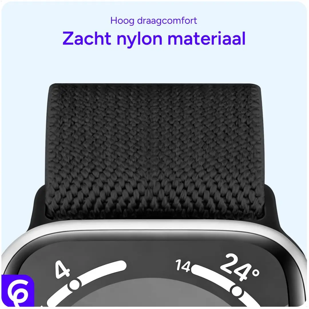 Selected SBG Nylon Horlogebandje Apple Watch - 42/44/45/46/49mm - Zwart