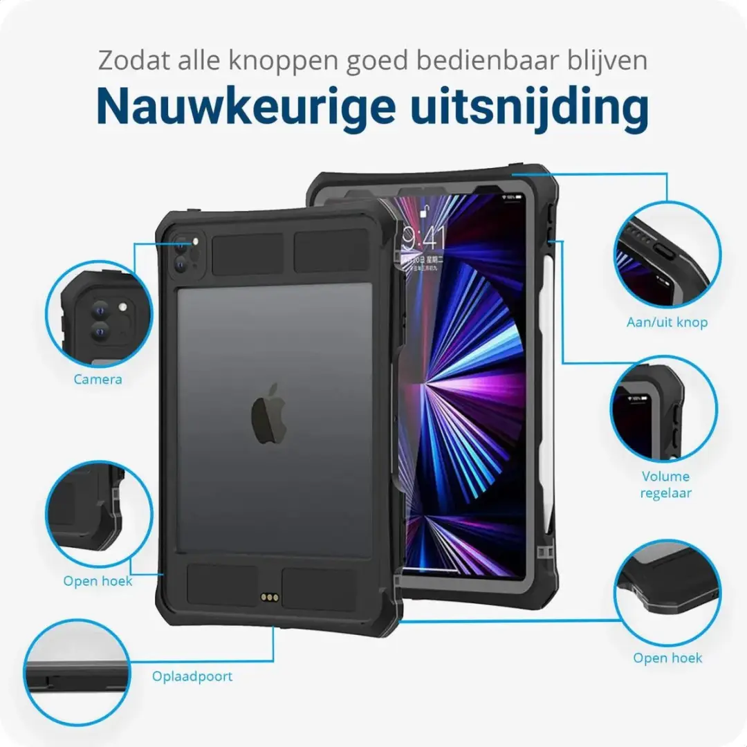 Apple iPad Pro 11 Hoes Waterdicht Full Protect Cover IP68 - Zwart