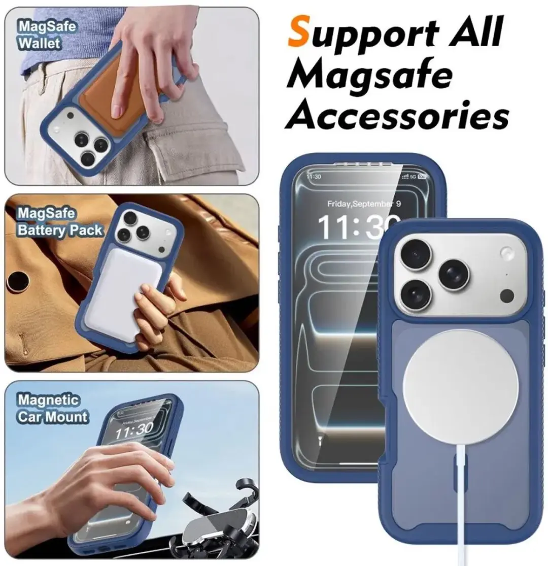 Selected by GSMpunt.nl iPhone 17 Pro Hoesje Matte Blauw - Ingebouwde Screenprotector
