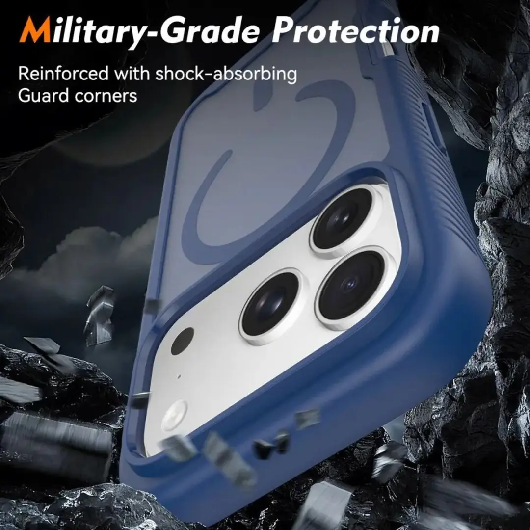 Selected by GSMpunt.nl iPhone 17 Pro Hoesje Matte Blauw - Ingebouwde Screenprotector - afbeelding 6 van 6